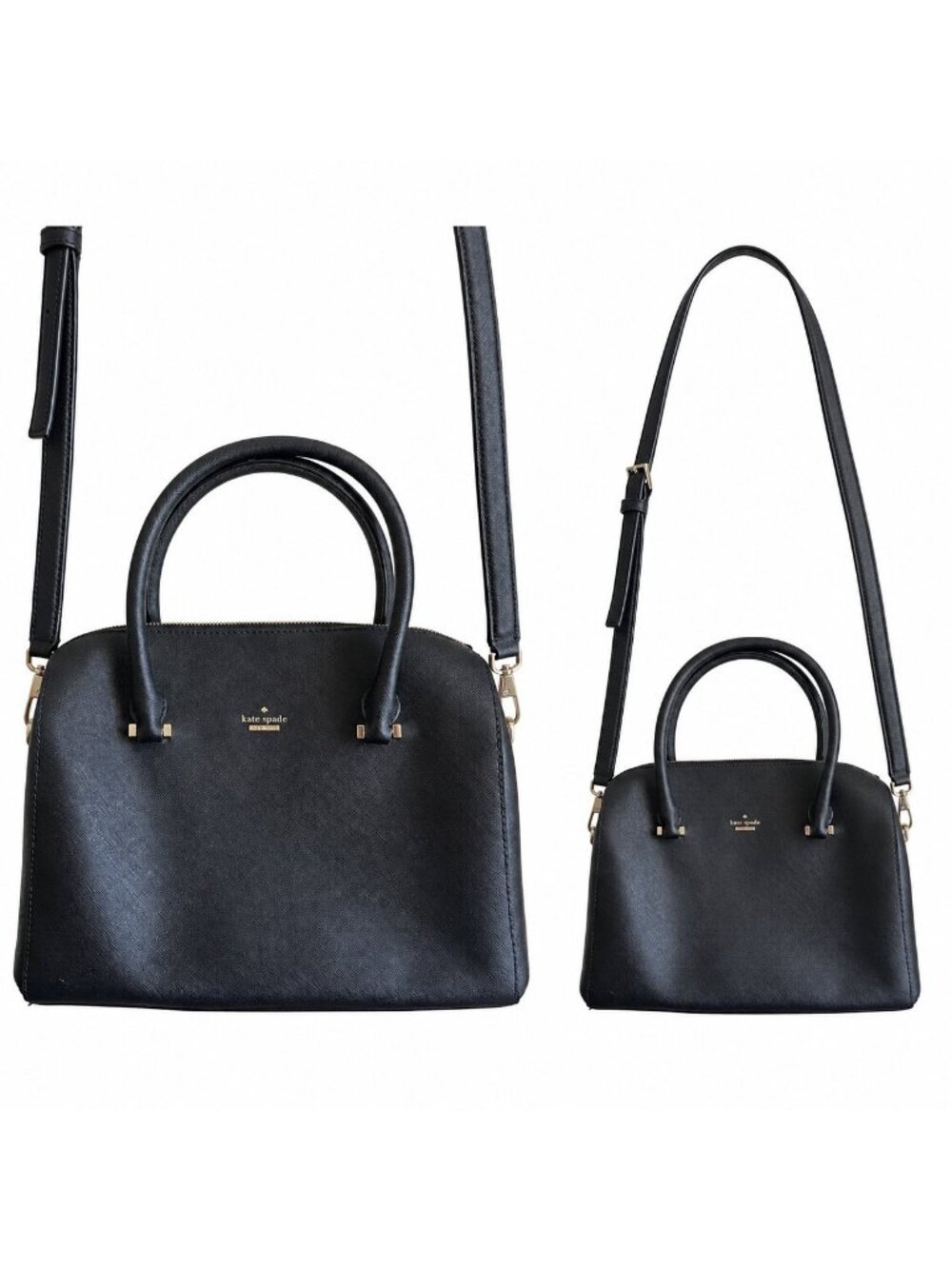 Kate Spade Black Saffiano Leather Satchel Bag Gold Hardware Crossbody Handbag